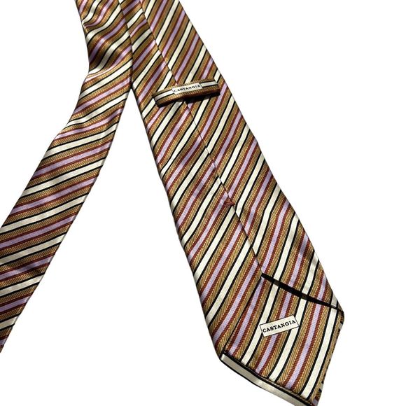 Castangia Neck Tie Multicolor Stripes 100% Silk Made in Italy Handmade - Picture 2 of 4
